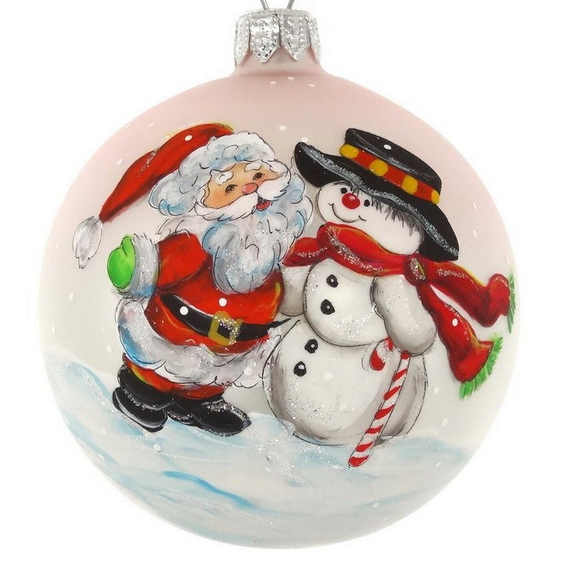 Mouth Blown Polish Glass Santa and Snowman Christmas Ornament