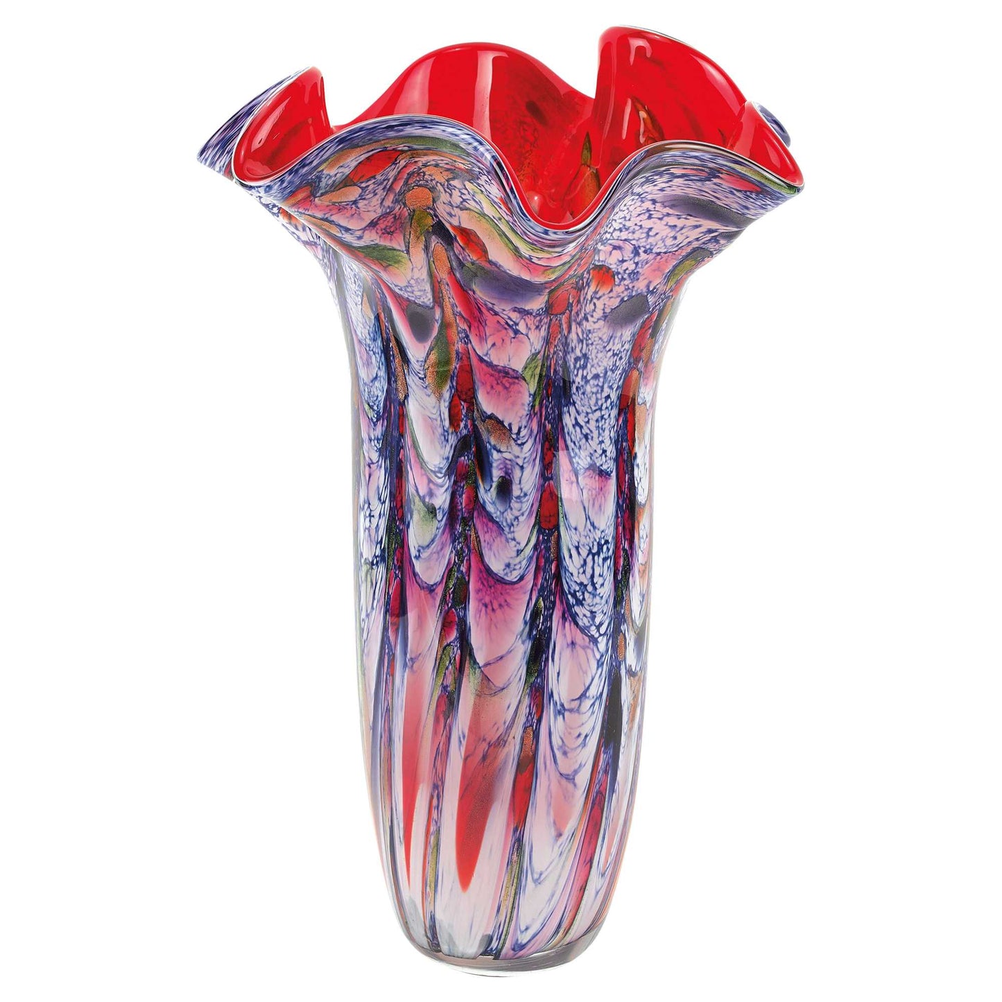 17" Multi-Color Glass Art Napkin Vase