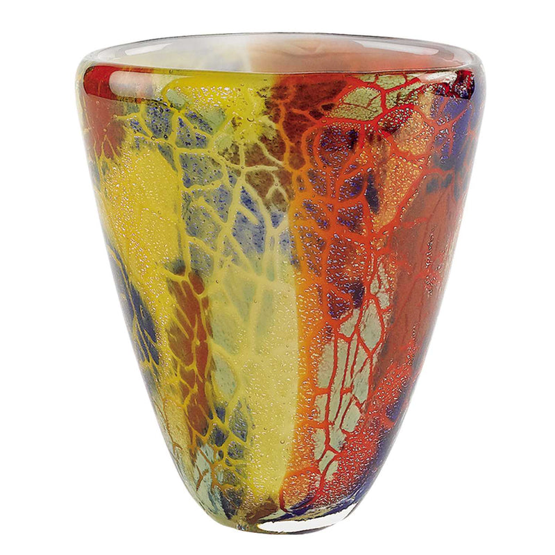 8" Multi-Color Art Glass Oval Vase