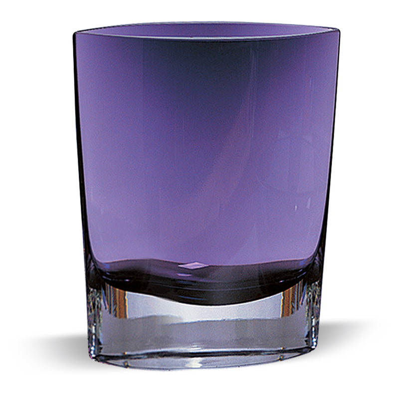 8" Mouth Blown Glass European Made Violet Pocket Shaped Vase
