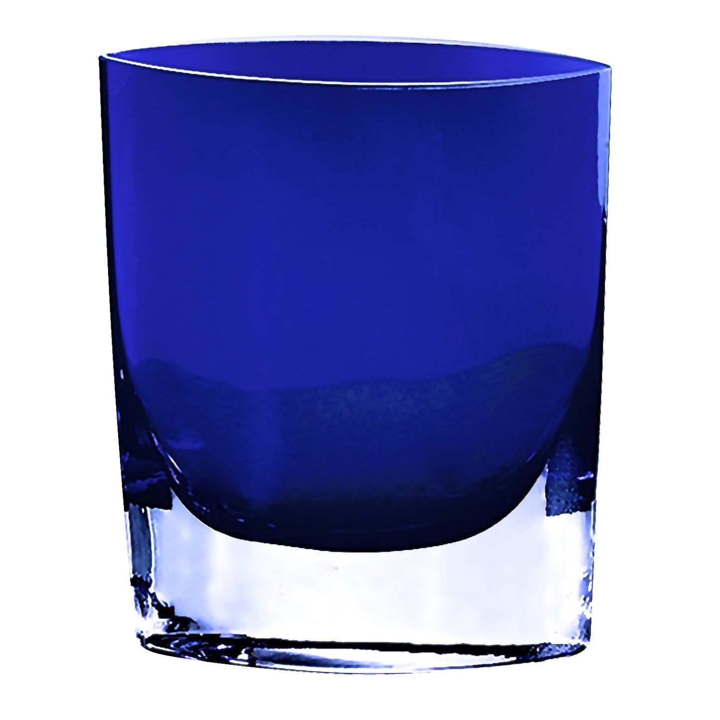 8" Mouth Blown Crystal European Made Cobalt Blue Pocket Shaped Vase