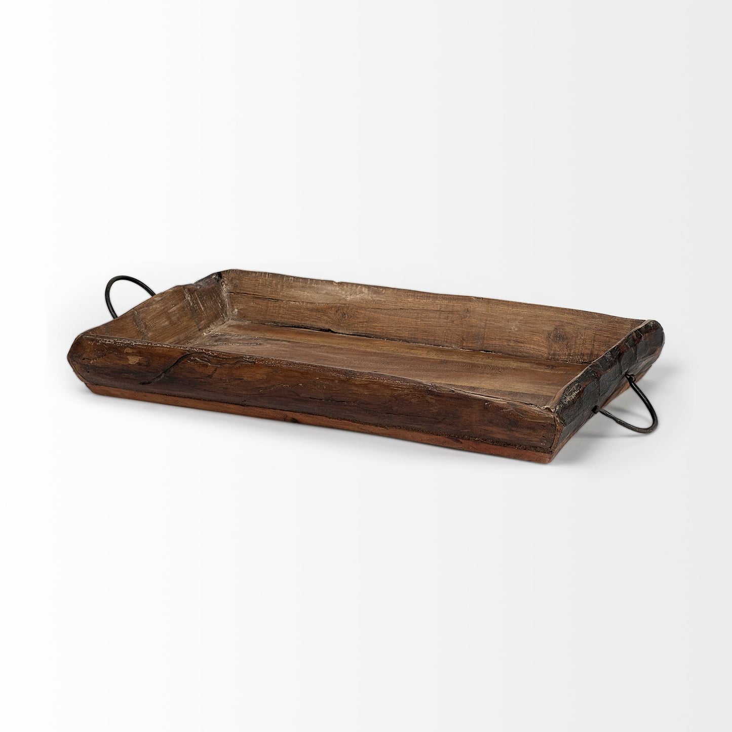 S-2 Medium Brown Recycled Wood With Flaunt Metal Handles Trays
