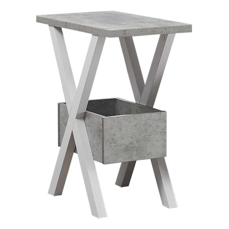 Rectangular White Grey Cement Look Accent Table