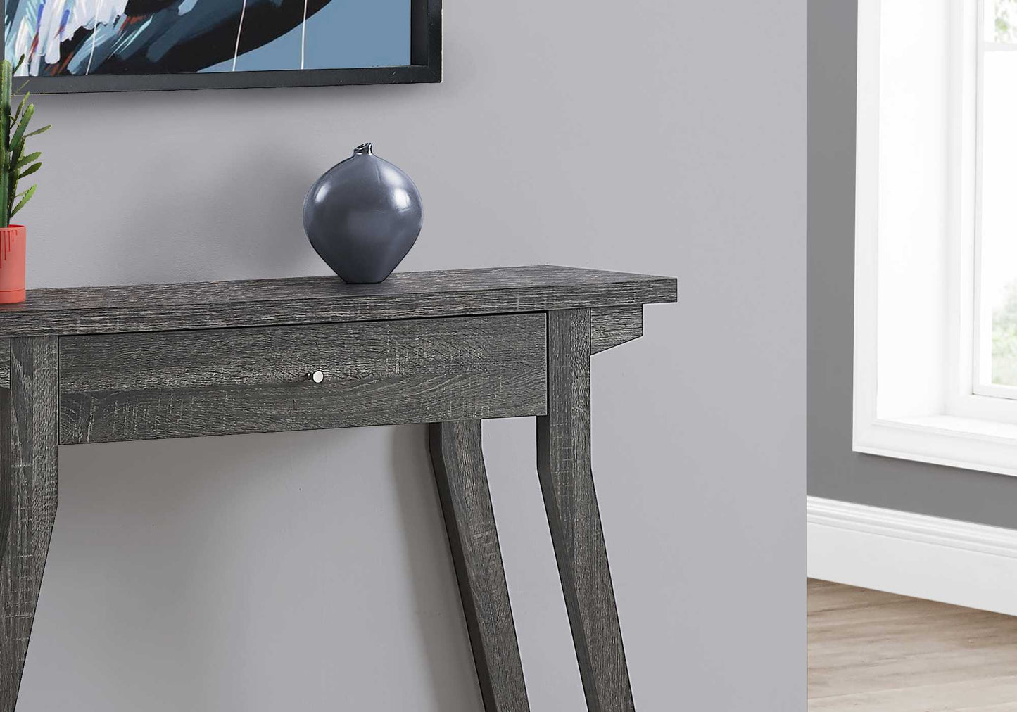 Rectangular Grey Accent Table with Storage Drawer