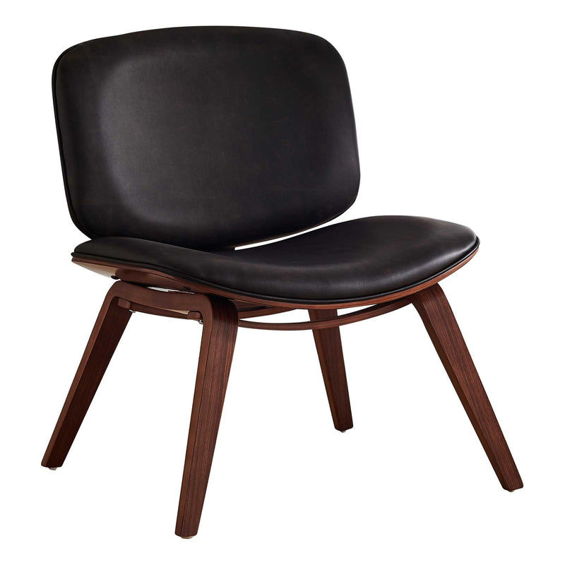Dark Brown Leather Look Fabric Accent Chair