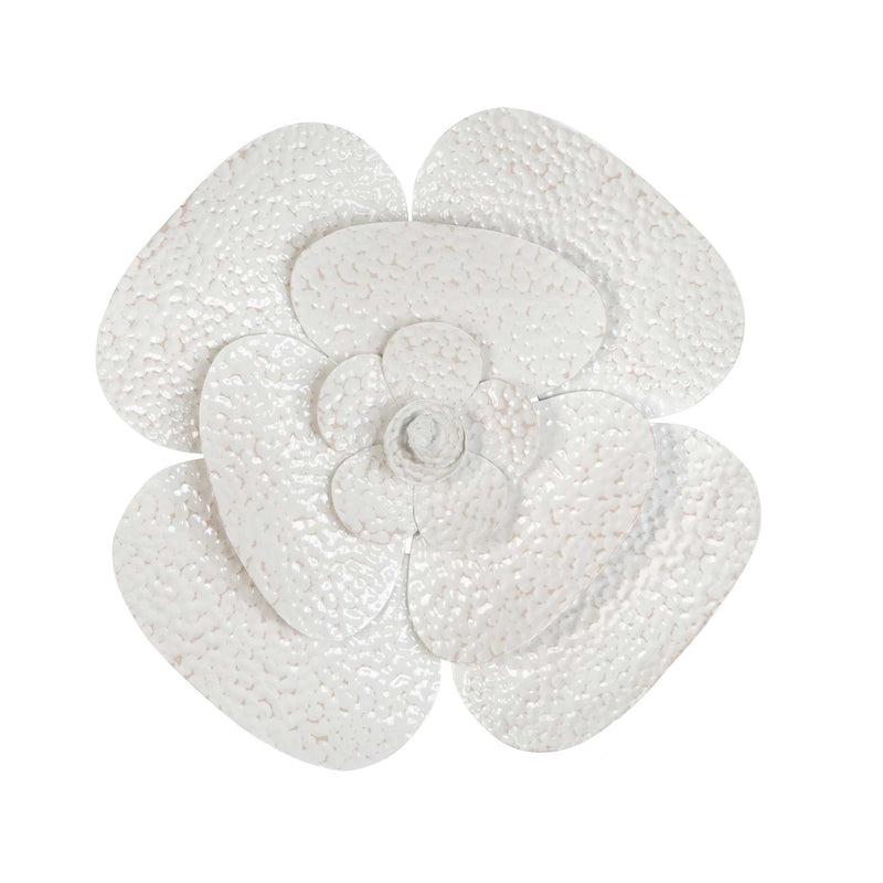 Floral Metal Wall Art with White and Beige Tones