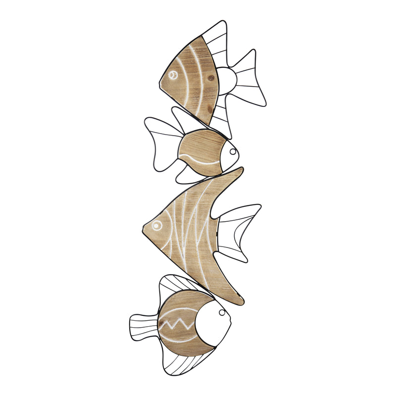 Fish Wall Art Decor with Matte Black Metal Outlines