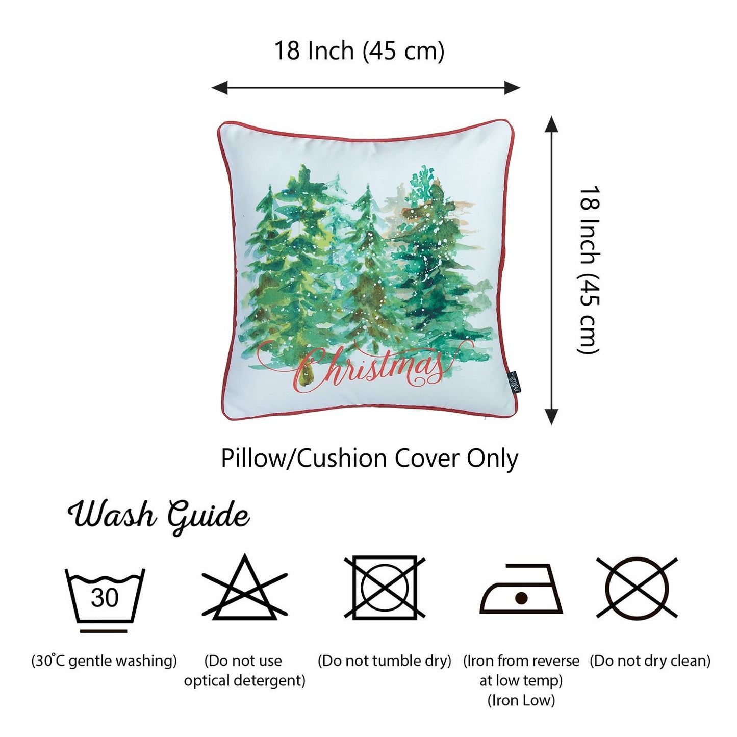 Set of 4 18" Christmas Trees Throw Pillow Cover in Multicolor