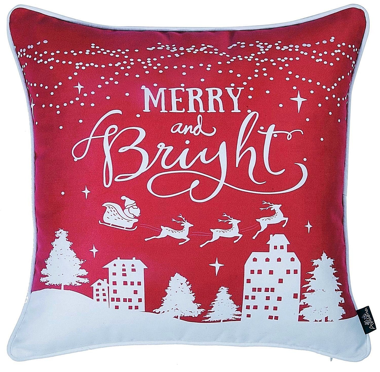 Set of 2 18" Christmas Merry Bright Throw Pillow Cover in Multicolor
