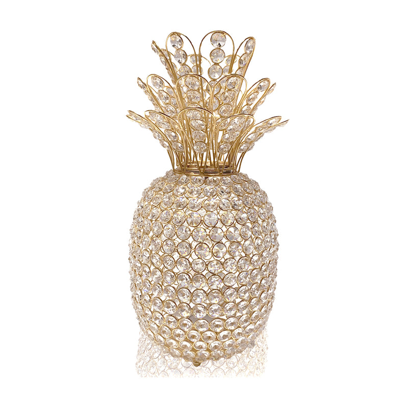 15" Faux Crystal and Gold Pineapple Sculpture