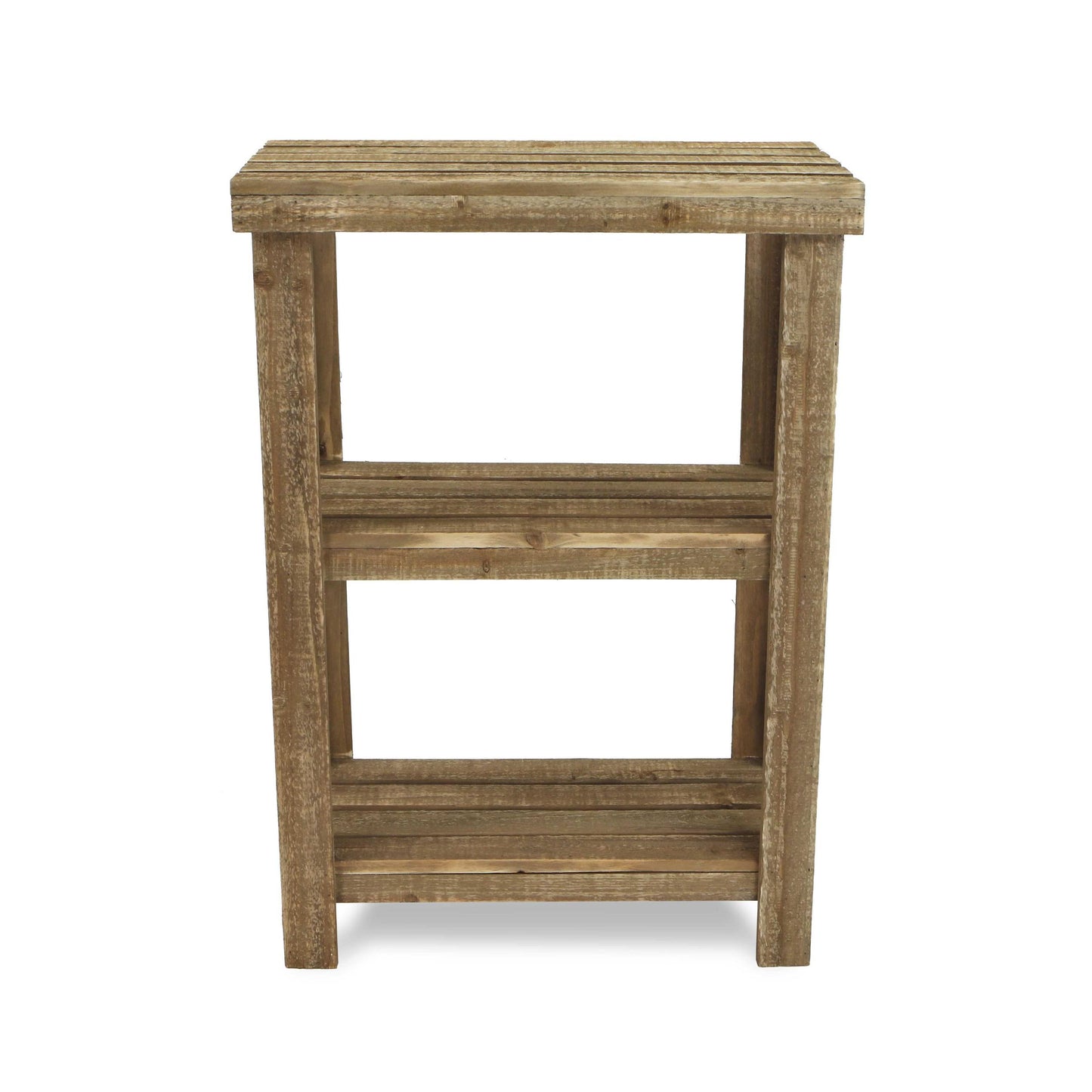Rustic Natural Wood Finish 2 Shelf Side Table