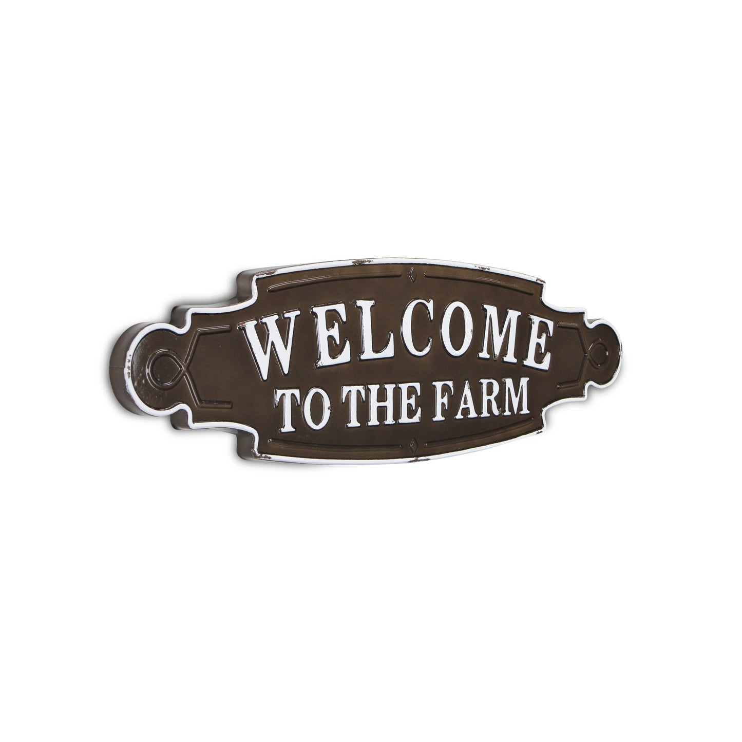 Welcome to the Farm Lacquered Black and White Metal Wall Art