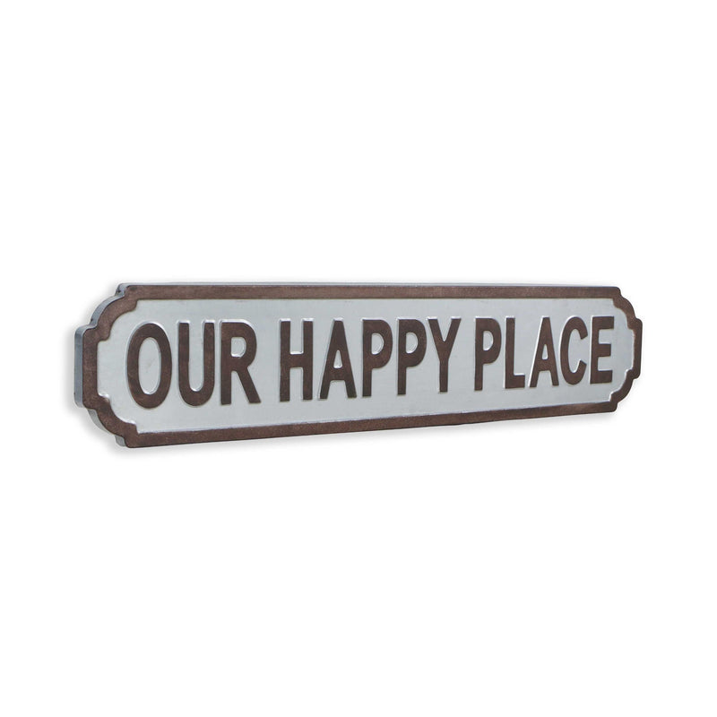 Gray Metal Decorative Wall Mounted Sign Our Happy Place