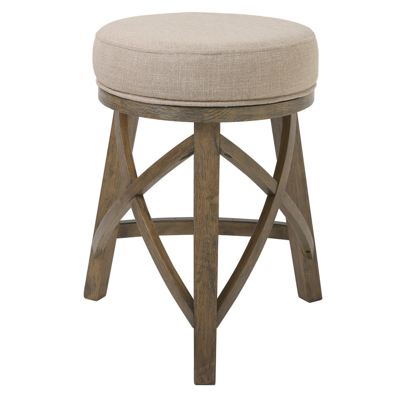 Counter Height Round 3 Leg Swivel Counter Stool with Cream Fabric