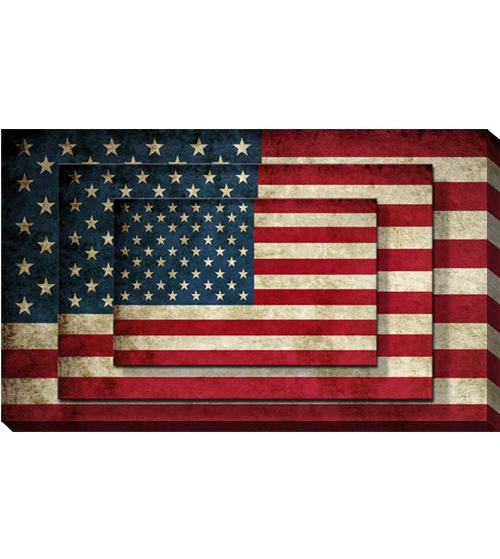 USA Flag Canvas Print Wall Art 2 Piece Set